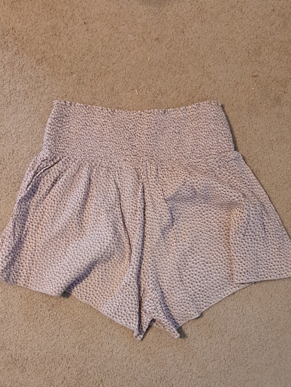 aerie Light Lavender High-Waist Smocked Shorts